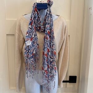Blue Jays Elegant Blue and Red Patterned Scarf